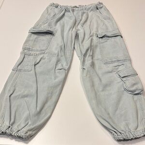 Light Denim Girls Draw String wide leg Size 11-12 Cargo Pants